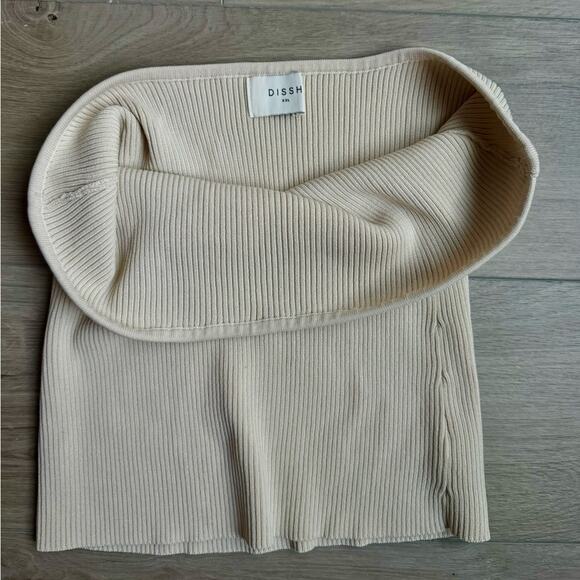 DISSH Cream Ribbed Tube Top XXL - Picture 3 of 4